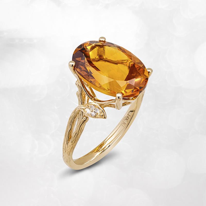 Flora and Fauna 14k Yellow Gold Citrine & Diamond Ring
